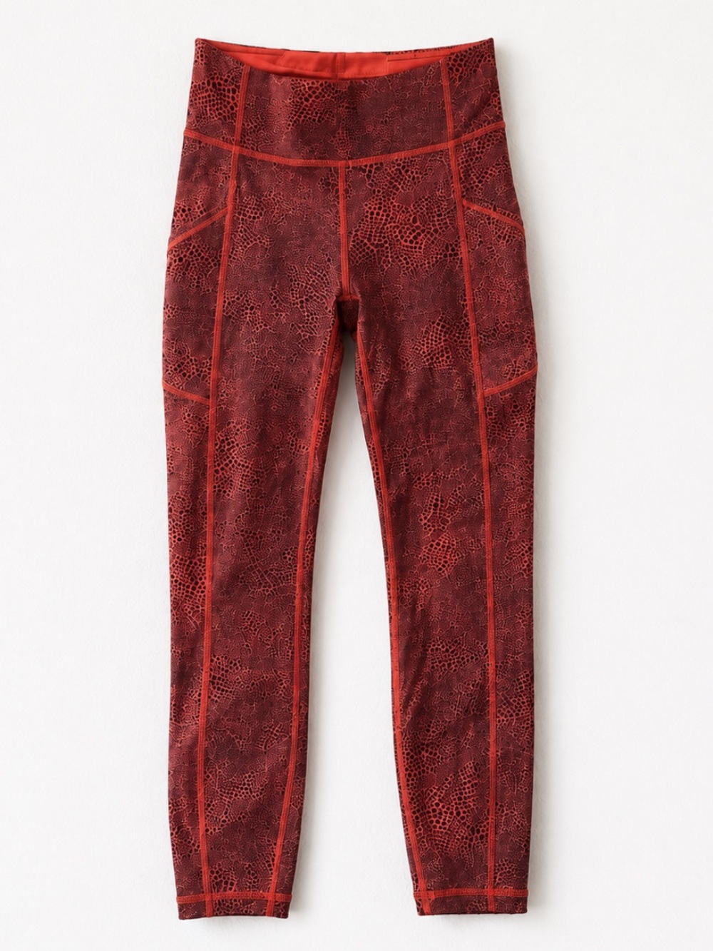 Lululemon Red Orange Navy Textured Print Leggings